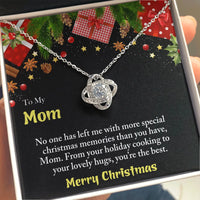 Christmas Love Knot Pendant Necklace, To Mom Love Knot Necklace, Cubic Zirconia Holiday Knot Necklace, Heartfelt Message Card Jewelry Present