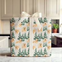 Winter Puppy Gift Wrap, Golden Retriever Christmas Wrapping Paper, Watercolor Dog Wrapping Paper, Holiday Dog Lover Xmas Wrapping Paper
