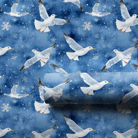 Winter Seagull Snowflake Gift Wrap, Coastal Christmas Wrapping Paper, Watercolor Nautical Wrapping Paper, Beach Holiday Xmas Wrapping Paper