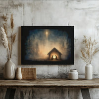 Holy Family Manger Wall Art, Nativity Scene Canvas Print, Religious Christmas Canvas Decor, Christian Holiday Wall Hanging