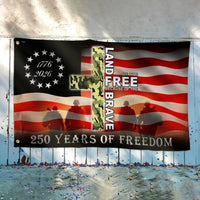 Betsy Ross 250 Years of Freedom Flag | Land of Free Because of Brave | UV-Resistant Polyester | Veterans Memorial Gift