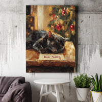 Sleeping Kitty Dear Santa Letter Poster, Christmas Black Cat Canvas Wall Art, Adorable Holiday Pet Print, Digital Download Decor Present