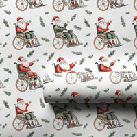 Santa in Wheelchair Gift Wrap, Inclusive Santa Wrapping Paper, Disability Pride Christmas Paper, Festive Watercolor Wrapping Paper Roll