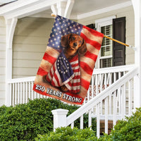 Dachshund Garden Flag Patriotic American 250 Years Strong | Double-Sided Premium Polyester | Outdoor Yard Decor for Dog Lovers