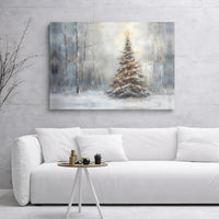 Winter Forest Canvas Print, Snowy Christmas Tree Canvas Wall Art, Festive Holiday Wall Art, Printable Digital Download, Holiday Wall Decor