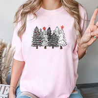 Modern Pine Forest T-Shirt, Minimalist Christmas Tree Shirt, Winter Nature Graphic Tee, Festive Holiday Christmas Shirt, Unisex Xmas Present