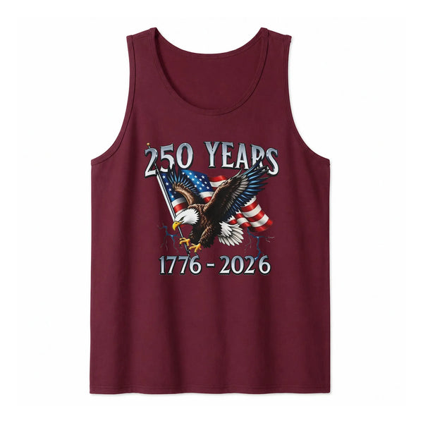 Patriotic American Eagle Tank Top | USA 250 Years 1776-2026 Flag Graphic | Lightweight Soft Stretch Fabric | Independence Day 4th of July Celebration Gift for Men Women
