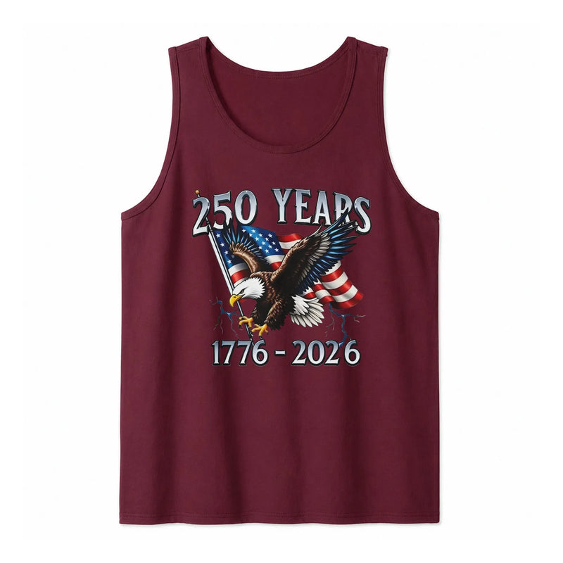 Patriotic American Eagle Tank Top | USA 250 Years 1776-2026 Flag Graphic | Lightweight Soft Stretch Fabric | Independence Day 4th of July Celebration Gift for Men Women
