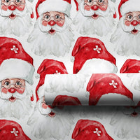 Watercolor Santa Claus Wrapping Paper, Swiss Cross Santa Wrapping Paper, Holiday Present Gift Wrap, Festive Christmas Gift Wrapping Paper