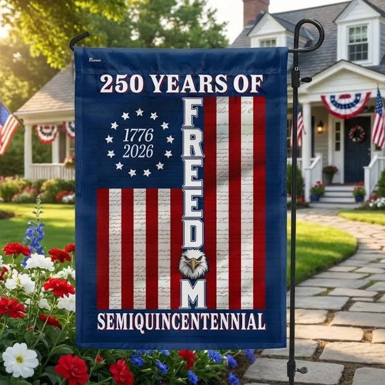 250 Years of Freedom Garden Flag | 1776-2026 Semiquincentennial | Double-Sided Polyester | Patriotic Yard Decor Gift