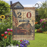 USA 250th Anniversary Garden Flag | Celebrating 250 Years of Freedom 1776-2026 Rustic Americana | Premium Double-Sided Polyester | Patriotic Gift for History Lovers