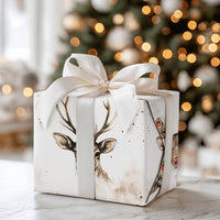 Watercolor Reindeer Gift Wrap, Red Nosed Reindeer Wrapping Paper, Festive Holiday Reindeer Paper Roll, Adorable Christmas Gift Wrapping Paper