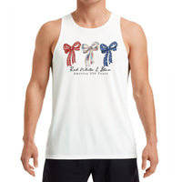 America 250 Years Tank Top | Patriotic Coquette Bow Design Red White Blue | Soft Breathable Cotton Blend | 4th of July Gift for Women