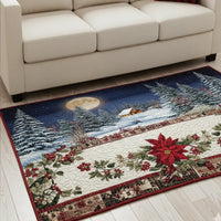 Christmas Holiday Floor Rug, Holiday Miracle Area Rug, Festive Winter Accent Rug, Non Slip Washable Rug, Seasonal Home Decor Present Floor Mat