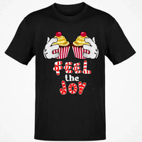 Adorable Cartoon Cupcake Graphic Tee, Feel the Joy Christmas Shirt, Holiday Sweets T-Shirt, Festive Winter Shirt, Dessert Lover Xmas Present