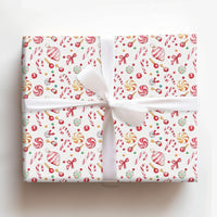 Peppermint Holiday Gift Wrap, Candy Cane Christmas Wrapping Paper, Watercolor Sweet Candy Gift Wrapping Paper
