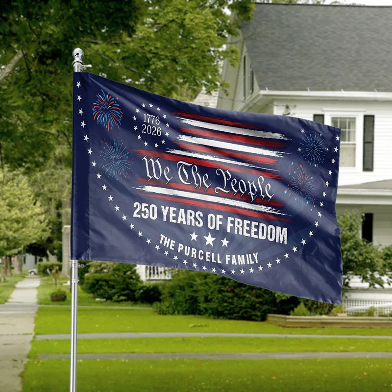 We The People 250th Anniversary House Flag | Personalized 250 Years of Freedom Design | UV Resistant Double Sided Polyester | Commemorative Yard Decor Gift