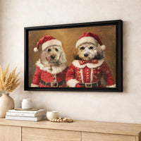Pups in Santa Suits Holiday Print, Dog Christmas Portrait Canvas Art, Adorable Christmas Dogs Canvas, Festive Wall Decor, Pet Lover Xmas Present
