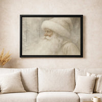 Neutral Snowy Forest Canvas Print, Vintage Santa Claus Canvas Wall Art, Rustic Christmas Canvas Decor, Holiday Winter Wall Art Xmas Present