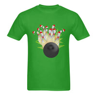 Santa Hat Pins Ball Holiday Graphic Tee, Bowling Christmas T-Shirt, Festive Bowling Alley Shirt, Xmas Bowler Present for Him
