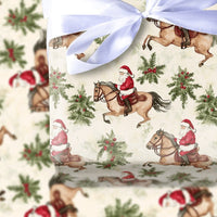 Horse Riding Santa Claus Gift Wrap, Equestrian Santa Wrapping Paper, Country Western Holiday Paper, Rustic Christmas Wrapping Paper Roll