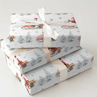 Whimsical Holiday Gift Wrap Paper, Santa Snowmobile Christmas Wrapping Paper, Watercolor Winter Wrapping Paper, Festive Xmas Gift Wrap Paper
