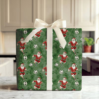 Dark Green Sports Gift Wrap, Soccer Santa Christmas Wrapping Paper, Holiday Soccer Wrapping Paper, Football Coach Athlete Gift Wrap Roll