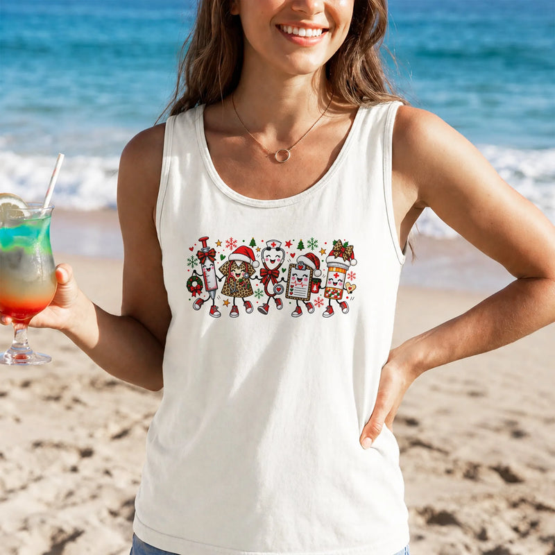 Festive Medical Squad Tank, Christmas Nurse Tank Top, Holiday Nurse Christmas Sleeveless Tee, Adorable Doctor Nurse Xmas Tank Top, Nurse Present
