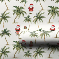 Beach Palm Tree Holiday Gift Wrap, Tropical Santa Christmas Wrapping Paper, Coastal Santa Wrapping Paper, Summer Xmas Gift Wrapping Paper