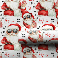 Humorous Christmas Gift Wrap, Cool Santa Poker Wrapping Paper, Sunglasses Santa Present Paper, Gambler Holiday Gift Wrap, Card Suit Xmas Paper