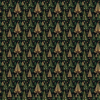 Gold Emerald Pine Tree Gift Wrap, Enchanted Forest Christmas Wrapping Paper, Woodland Holiday Gift Wrap Roll, Festive Winter Wrapping Paper