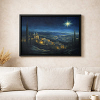 Nativity Night Landscape Art Digital Download, Star of Bethlehem Canvas Wall Art, Religious Christmas Canvas Print, Christian Printable Art