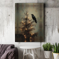 Dark Academia Moody Holiday Print, Gothic Raven Christmas Tree Canvas Wall Art, Spooky Winter Digital Download, Goth Home Decor