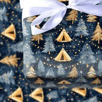 Christmas Tent and Tree Gift Wrap, Winter Camping Wrapping Paper, Rustic Holiday Wrapping Paper, Outdoorsy Present Wrap, Cabin Gift Wrap