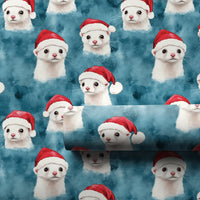Adorable Santa Hat Pet Gift Wrap, Ferret Christmas Wrapping Paper, White Ferret Animal Wrapping Paper, Winter Holiday Aesthetic Wrapping Paper