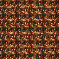 Renaissance Christmas Gift Wrap, Yuletide Tapestry Wrapping Paper, Ornate Vintage Emerald Present Wrap, Elegant Holiday Gift Wrap Roll