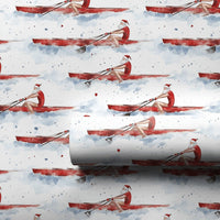 Watercolor Sculling Crew Gift Wrap, Rowing Santa Wrapping Paper, Sports Christmas Wrapping Paper, Rower Holiday Gift Wrap Paper