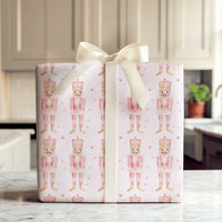 Watercolor Christmas Ballet Gift Wrap, Pink Nutcracker Wrapping Paper, Holiday Soldier Wrapping Paper, Pastel Adorable Girl Gift Wrapping Paper