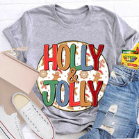 Festive Holiday Graphic T-Shirt, Holly and Jolly Christmas Shirt, Retro Merry Christmas Tee, Adorable Winter Holiday Shirt, Unisex Xmas Present