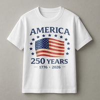 America 250 Years T-Shirt | Vintage USA Flag 1776-2026 Graphic | Soft Cotton Patriotic Tee | USA Anniversary Commemorative Gift