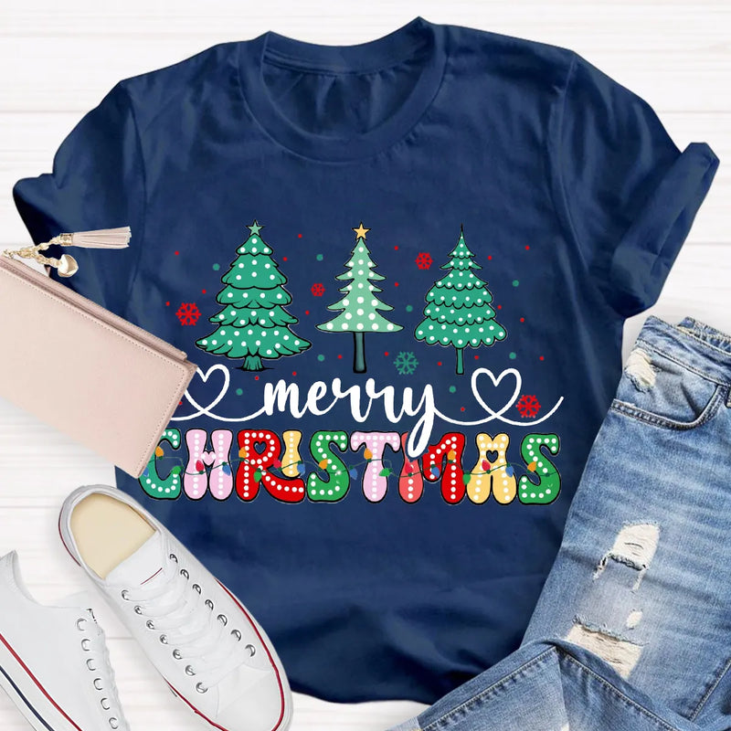 Festive Holiday Teacher Shirt, Christmas Tree Teacher T-Shirt, Retro Christmas Educator Tee, Adorable Teacher Xmas Shirt, Holiday Teacher Present