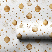 Watercolor Bauble Holiday Gift Wrap, Gold Christmas Ornament Wrapping Paper, Festive Xmas Present Wrap, Winter Holiday Gift Wrapping Paper