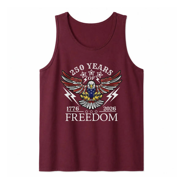 America 250th Birthday Patriotic Tank Top | 250 Years of Freedom Eagle 1776-2026 Graphic | Premium Lightweight Breathable Fabric | Unisex Semiquincentennial Gift