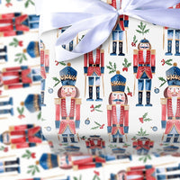 Watercolor Christmas Gift Wrap Roll, Nutcracker Wrapping Paper, Holiday Nutcracker Soldier Wrapping Paper, Festive Xmas Gift Wrapping Paper
