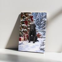 Snowy Christmas Tree Dog Wall Art, Black Labrador Christmas Canvas, Holiday Labrador Canvas Print, Winter Dog Lover Wall Decor, Lab Mom Present