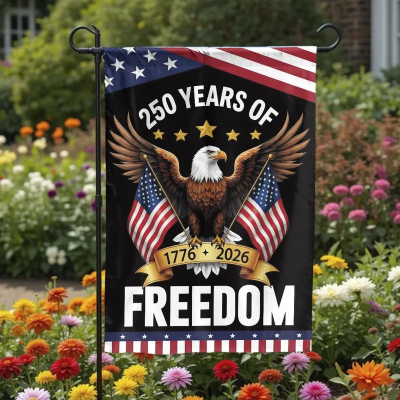 250 Years of Freedom Garden Flag | American Eagle 1776-2026 Commemorative Design | Double-Sided Weather-Resistant Polyester | Patriotic Gift for History Lovers