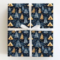 Christmas Tent and Tree Gift Wrap, Winter Camping Wrapping Paper, Rustic Holiday Wrapping Paper, Outdoorsy Present Wrap, Cabin Gift Wrap