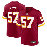 Washington Commanders Austin Keys Burgundy Team Game Jersey