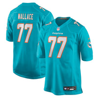 Miami Dolphins Caedan Wallace Aqua Team Game Jersey