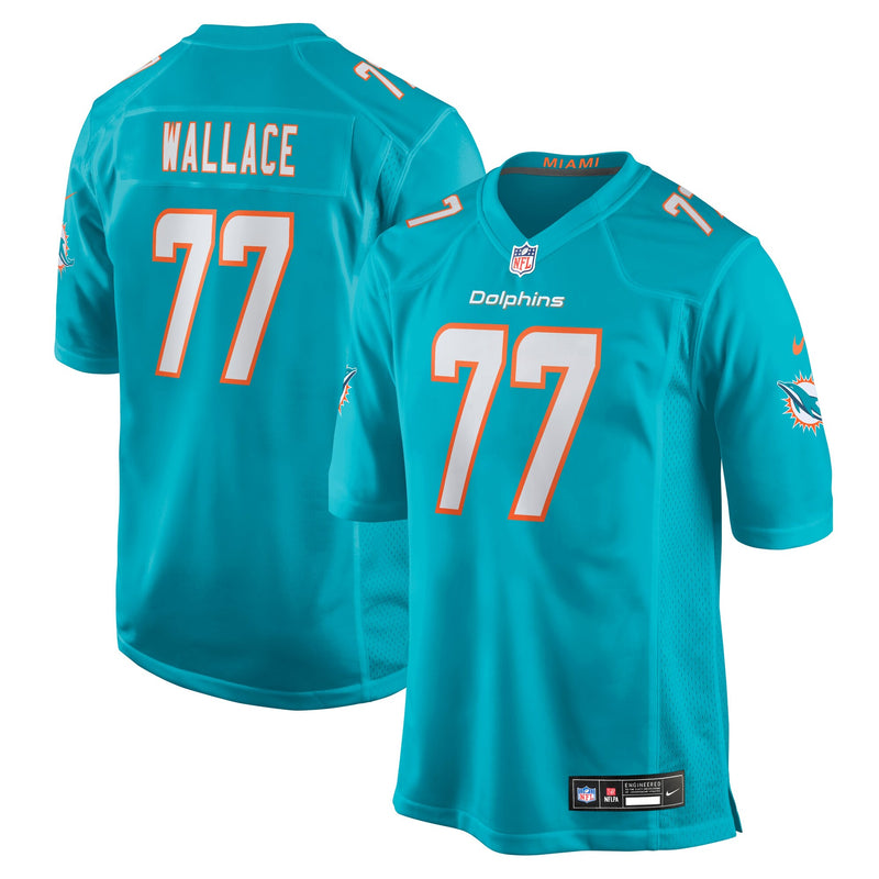 Miami Dolphins Caedan Wallace Aqua Team Game Jersey
